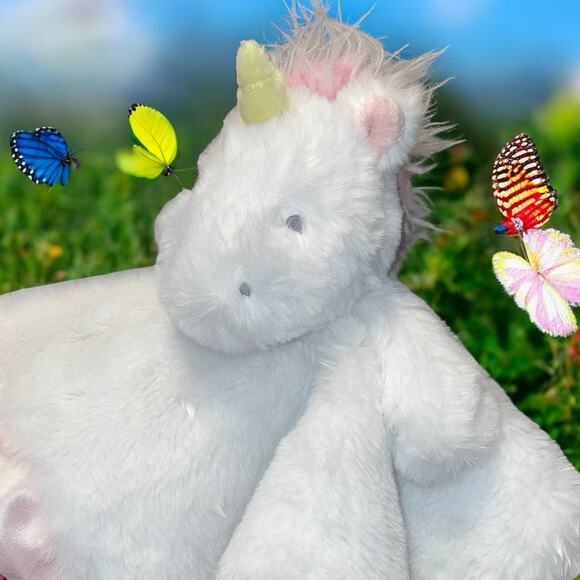 Cloud Island 14" Unicorn Lovey Security Blanket Plush Baby Satin Pink Soother - Picture 13 of 13